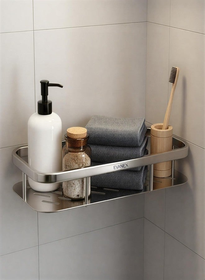 EVANEX Bathroom Storage Shelf | 12x5 Inch 304 Stainless Steel Bathroom Organizer Storage Shelves | Wall Mount Shelf | Wall Organiser Accessories Set - Image 1